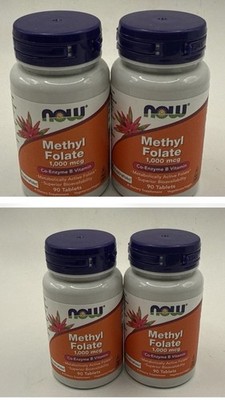 Lot Of 4 Bottles NOW FOODS Methyl Folate 1000 mcg 90 Tablets Each