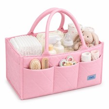 Baby Diaper Caddy Organiser with Zipper Pockets  Removable Dividers Soft Qui...