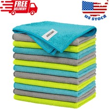 12 Pack Microfiber Cleaning Cloths 12x16 Lint Free Streak Free Towels For Hom...