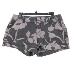 Old Navy Womens Gray Floral Cotton Shorts Size 6 Tropical Low Rise Casual Summer