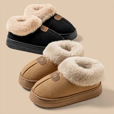 Fleece Lined Winter Slippers Men Women Warm Ankle Cover Thick Sole