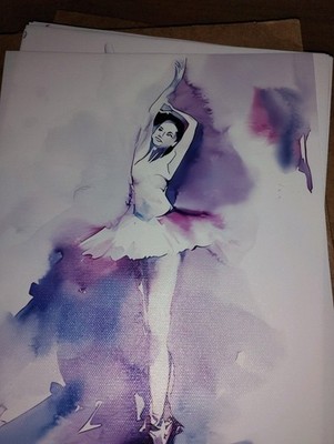 6pc Ballerina Canvas Watercolor Print Poster Dance 8x10 Art Chic Modern Ballet 