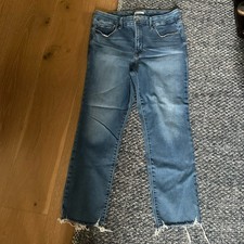 Good American Good Legs Stretch Jeans Blue Raw Hem High Rise Size 12/31