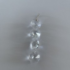 4Stück alte joska bodenmais Kristall Glas Koppe / Oktagon 14mm x 14mm 2-Loch