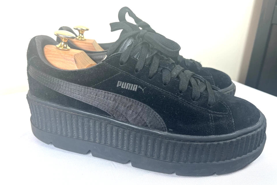 Sz 10- PUMA Fenty By Rihanna x Cleated Creeper All Black SUEDE Platforms Shoes - Image 4 of 4