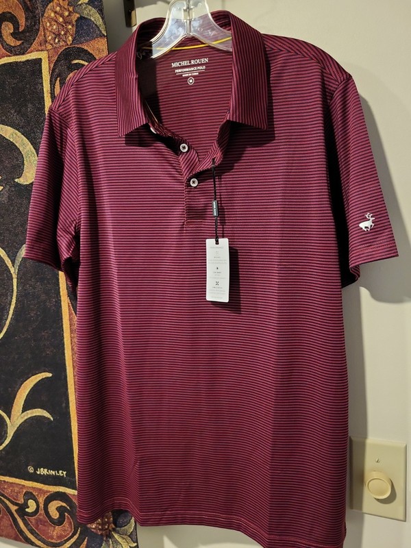 NEW Michel Rouen Performance Mens Medium Golf Polo Shirt Polyester Spandex 
