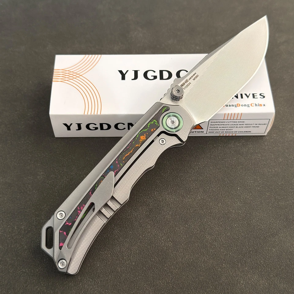 YJGDCN RIHE Design Folding Knife M390 Blade  Inlaid Carbon Fiber Handle YJ2524 - Image 2 of 4