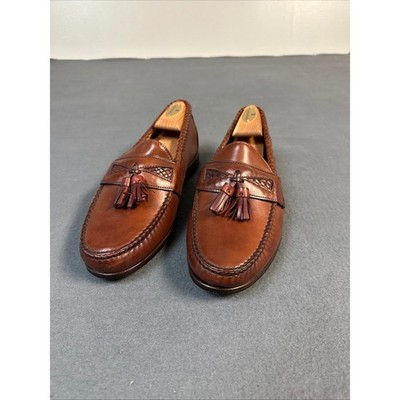 Allen Edmonds Nashua Brown Leather Woven Tassel Kiltie Loafers Mens 8.5 EEE