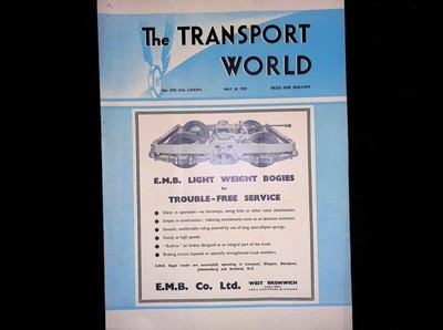 Transport World 1939 E.M.B. Light Weight Bogies Ad Tramway Railway Issue