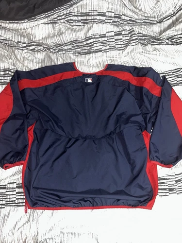 Majestic MLB Atlanta Braves Windbreaker Pullover Warmup Size Extra Large XL - Picture 5 of 7