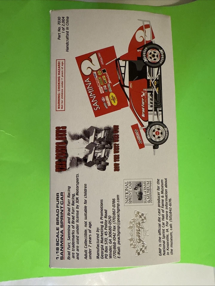 2002 GMP Brad Furr Sanmina #2 красный масштаб 1:18 литая модель Sprint автомобиля - Изображение 3 из 4