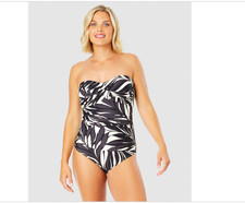 Anne Cole Women Printed Twist-Front One-Piece Swimsuit NO STRAPS Size 14 10051