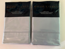 RARE RALPH LAUREN RL-264 SOLID SATEEN P SAPPHIRE BLUE SET OF 2 EURO SHAMS