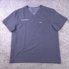 Figs Leon Top Mens Large Scrubs Shirt Gray Solventum Logo 5349 Scrub Medical New