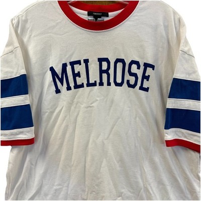 Melrose Short Sleeve Shirt Womens Large Baseball Style Stripe Oversized LA