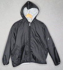 VTG Nike Jacket 90s Teens Large 14-16 Black Fleece Lined Jacket Long Sleeve Hood