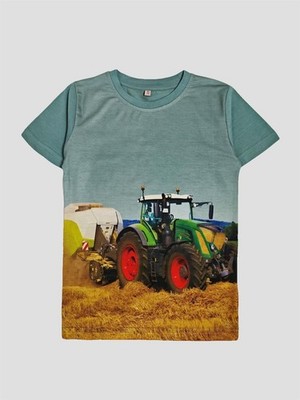 S&C Kinder T-Shirt mit Traktor Motiv H501   Grünes T-Shirt mit Traktor-Druck