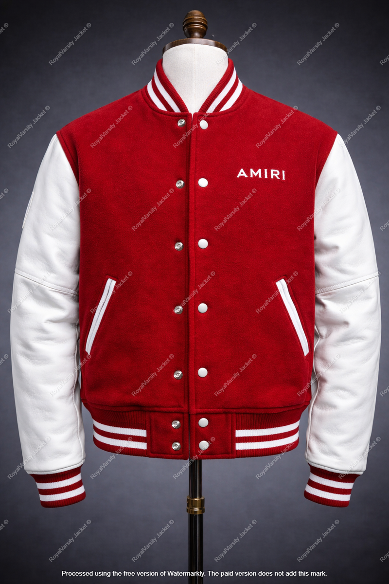 AMIRI Studio RED & WHITE Varsity Jacket – Cubist Back Graphic