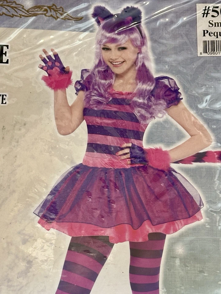 Nuevo Disfraz de Halloween Amscan Rosa y Púrpura Gato de Cheshire Juniors Adulto Pequeño 3-5 Foto 4 de 4