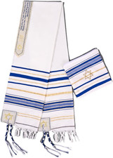 Blue Men'S Prayer Shawl Christian Prayer Scarf Jewish Tzitzit Tallit Cloth Rainb