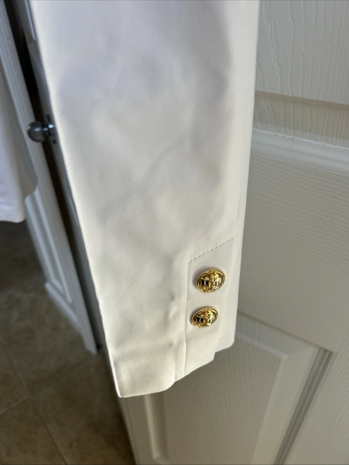 OFF WHITE Pantaloni eleganti Escada Off White US XL 42 pantaloni carriera bottoni alla caviglia