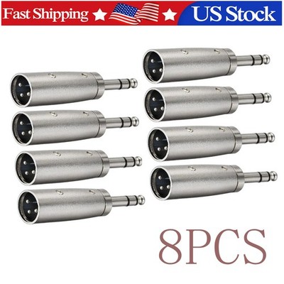 8x 3-Pin XLR Male to 1/4'' 6.35mm Mono Female Jack Audio Cable Mic DJ PA Adapter