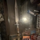 Collectible Dirk Dagger Double-Edge Silver Blade Brown Wood Handle — photo 1