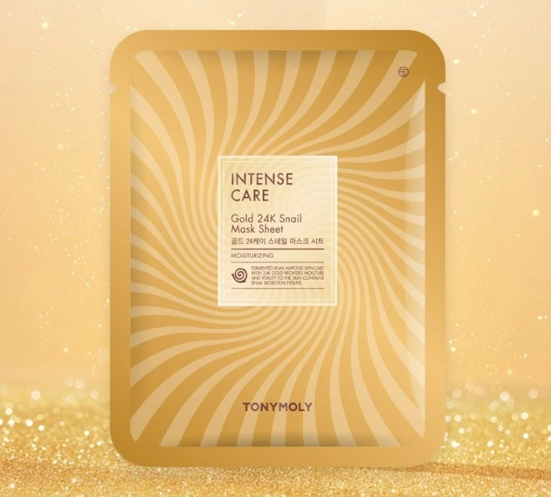 TONYMOLY Intense Care Gold 24K Snail Hydrogel Face Mask 10 Sheets Anti-Aging - Image 2 of 4