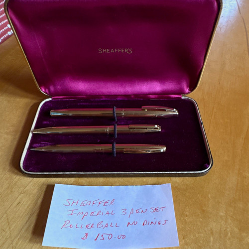 Sheaffer Imperial 3-Pen Metal Set w/ Sheaffer Case Holder