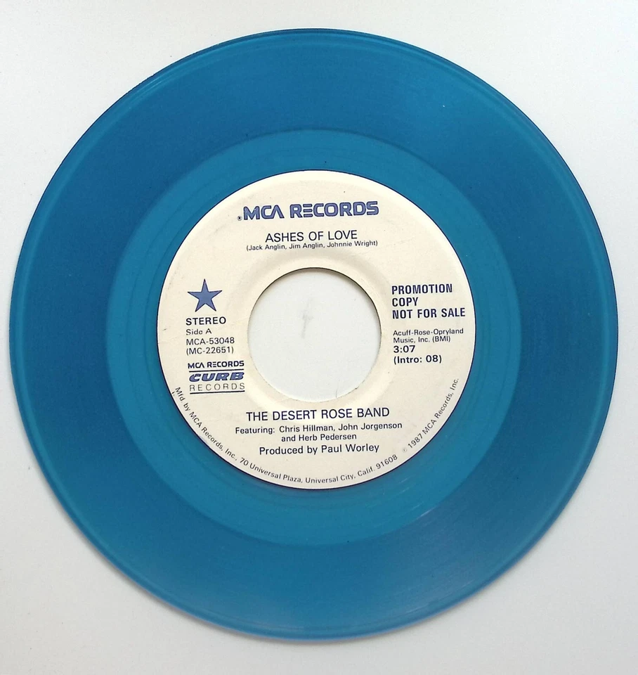 THE DESERT ROSE BAND ASHES OF LOVE BLUE VINYL MCA RECORDS VINYL 45 65-34 Foto 3 de 3