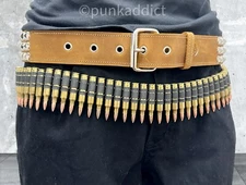 Metal Bullet Belt 2.23" Brass W/ Copper Bandolier Cowboy Army Soldier Costume