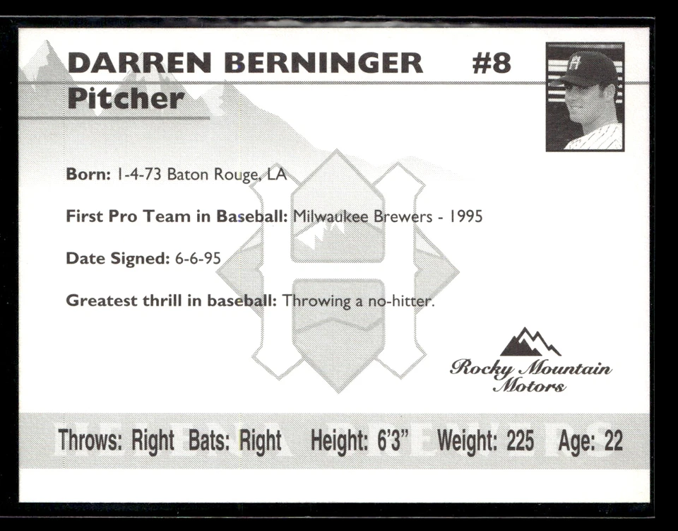 Darren Berninger 1995 Helena Brewers Team Set - Image 2 of 2