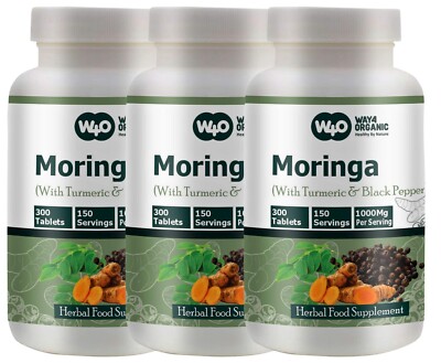 Moringa Tablets with Turmeric and Black Pepper, 300 Pills, 150 Serving(3 Pack)