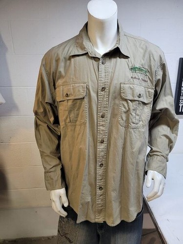 Cabela's embroidered "Walleye Dundee"   brown fishing shirt / we2090 r4 t39 - 第 1/5 張圖片