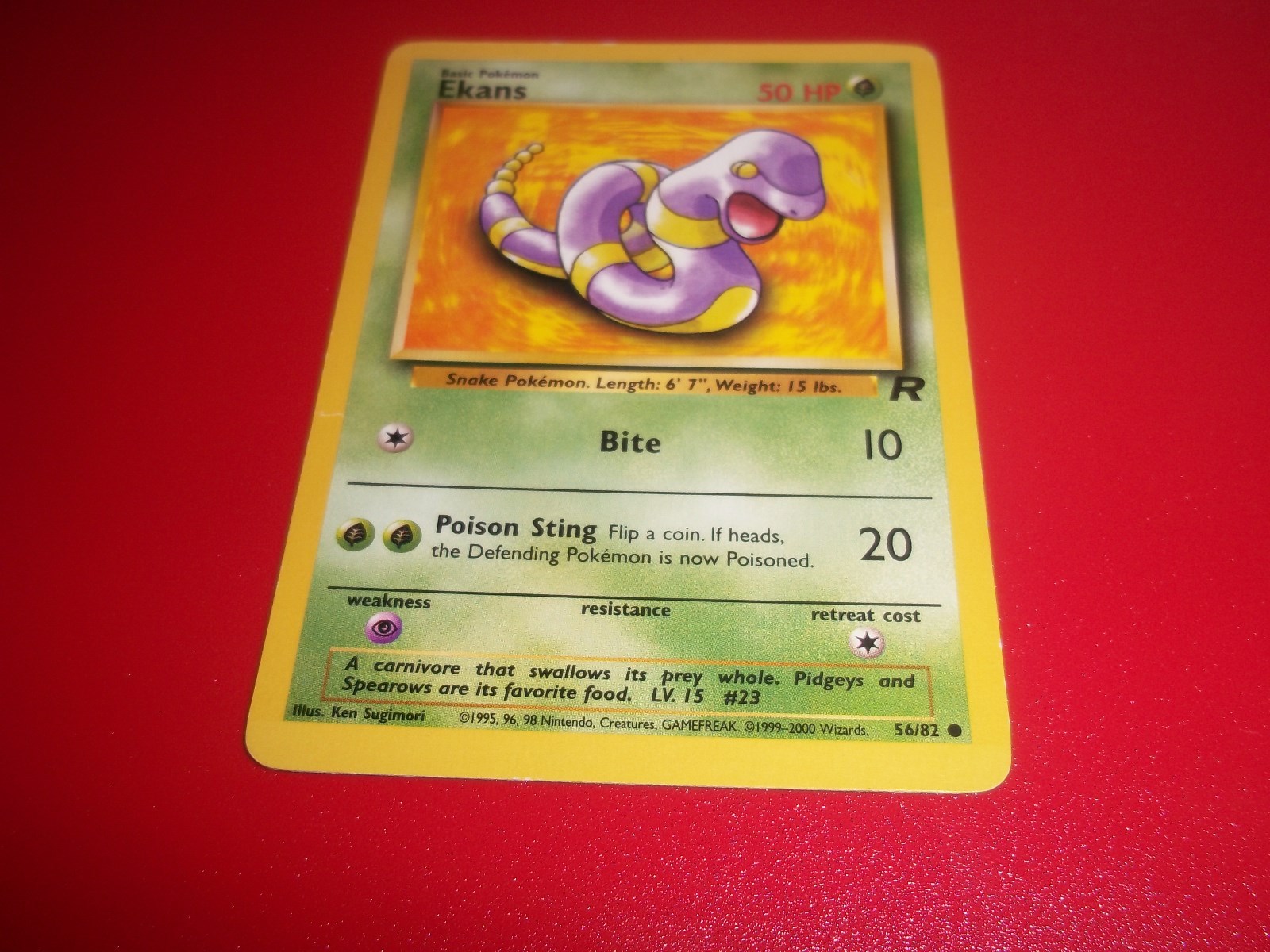 English Pokemon TCG Card Pokemon Team Rocket Ekans Card #56/82 - Near Mint Condition, English TCG English Pokemon TCG Card Pokemon Team Rocket Ekans Card #56/82 - Near Mint Condition, English TCG