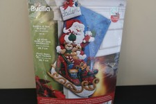Bucilla 86359 Santa  His Sleigh Felt Applique Christmas Stocking Kit 18" Sequin