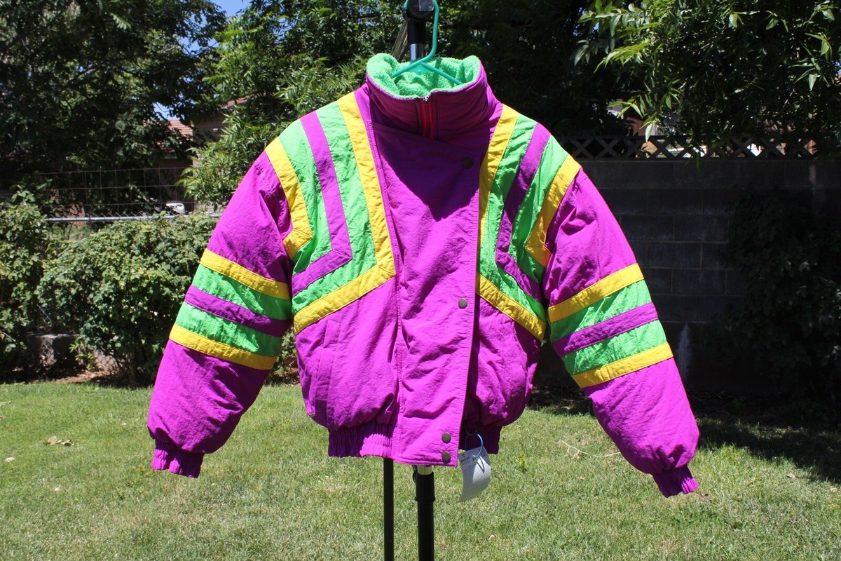VTG Hot Music Ski Puffer Jacket 90s Retro Adult Size Small Full
