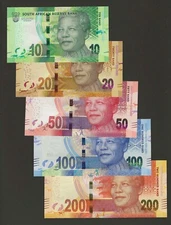SOUTH AFRICA 10 20 50 100 200 Rand 2018, Nelson Mandela Commem, UNC, 5 Pcs Rare