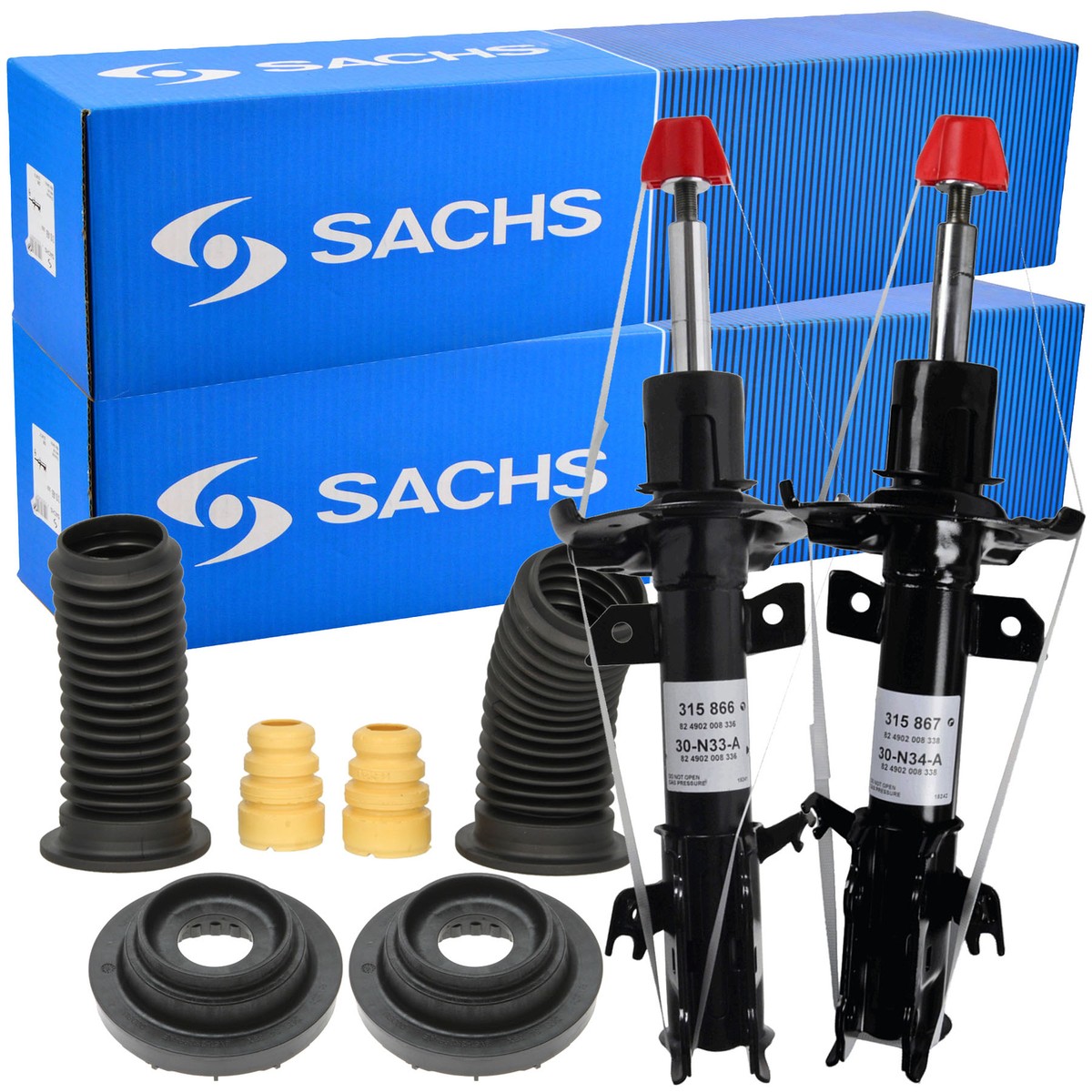 2x SACHS Stoßdämpfer + Staubmanschette Domlager Vorne Für VW Golf V VI