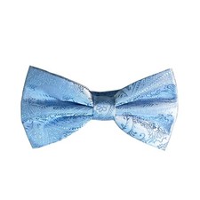 New men's pre-tied bowtie paisley polyester bridal formal wedding light blue