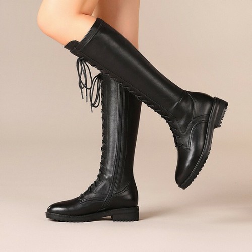 New Women's Lace Up Mid Calf Knee High 