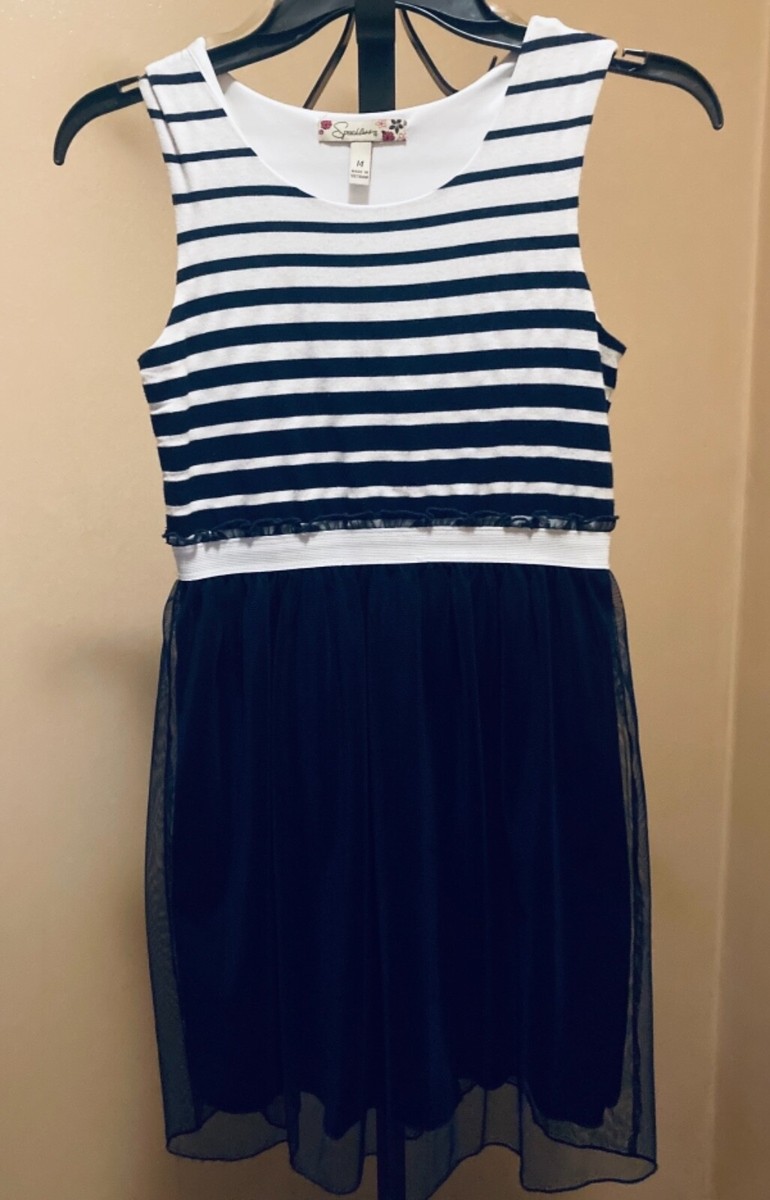 dress white top blue bottom Perfect Cond Preteen/Girls Size 14 Blue and White Dress Mesh Ballerina  Bottom