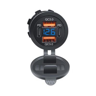 Double QC3.0+Double PD Type-C Outlet USB Power Outlet Car Charging Socket Outlet