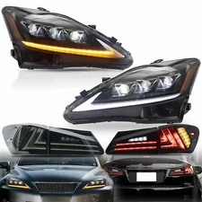 VLAND LED Headlights + Smoke Tail Lights Fit 2006-2012 Lexus IS250 IS350 ISF