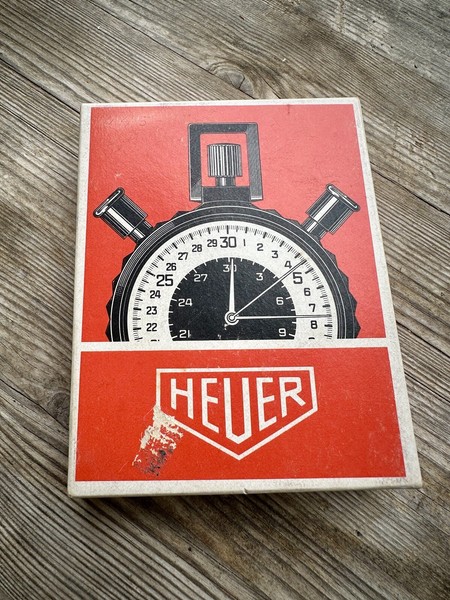 Vintage Heuer Taschenuhr-Box aus den 70er Jahren