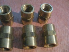 Quan 10 1/4" Female NPT Solid Brass Hex Pipe Coupling NEW