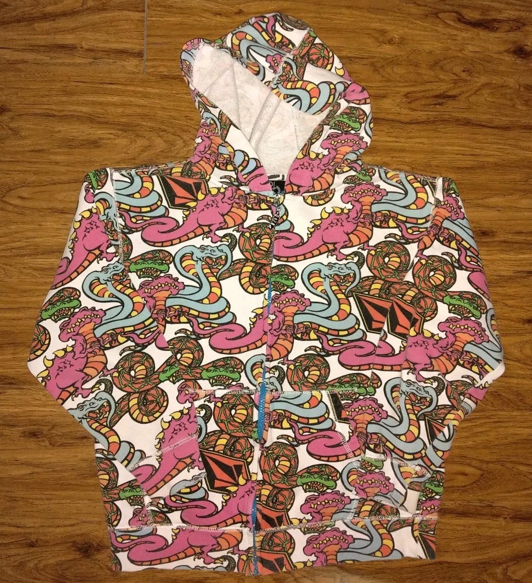 Vintage Y2K Volcom Zip Up AOP Ryan Sheckler Skate Hoodie Small