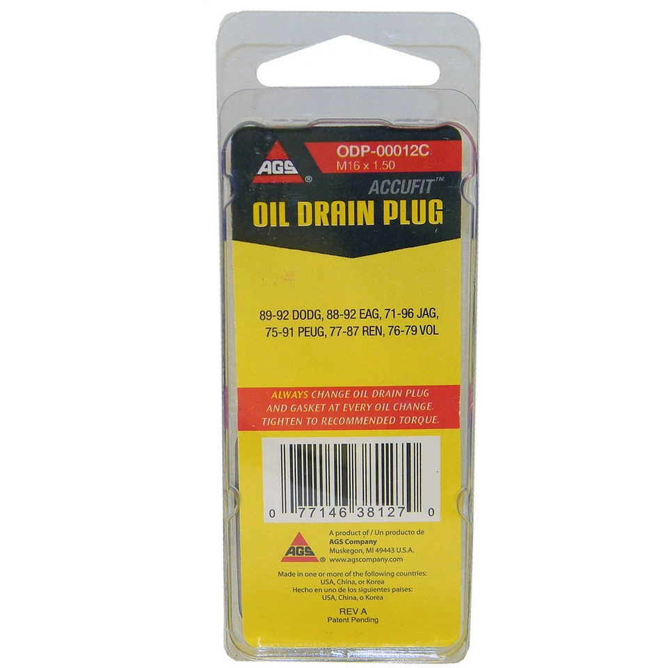 Engine Oil Drain Plug fits 1976-1979 Volvo 264,265 262  AGS COMPANY - Image 2 of 3