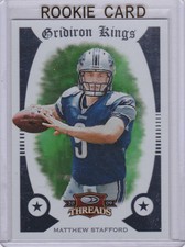 Matthew Stafford 2009 Threads NFL RC Gridiron Kings LIONS ROOKIE CARD Football