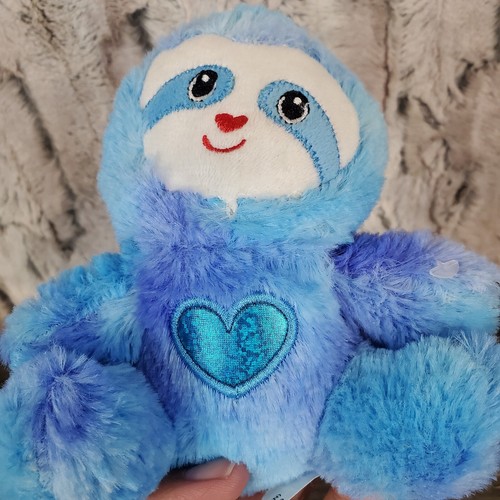 Fuzzy Friends Sloth Plush Blue Metallic Heart Belly 5" Stuffed Animal Greenbrier - Picture 3 of 6
